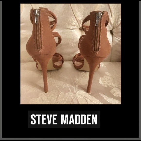 🦋Steve Madden Santi Camel Nubuck Strappy Heel - Picture 4 of 5